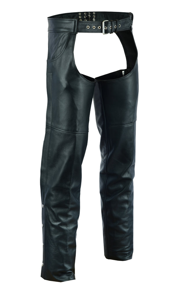 Unisex Black Motorcycle Chaps with Jean Style Pockets