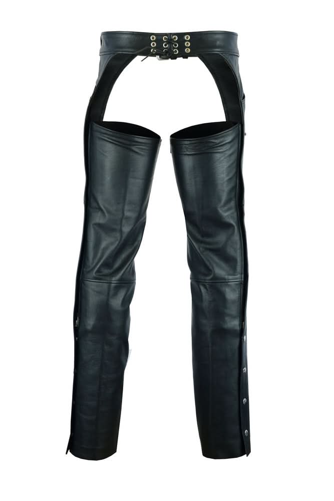 Traza Unisex Black leather motorcycle chaps Chaps & Pants Renegade Classics