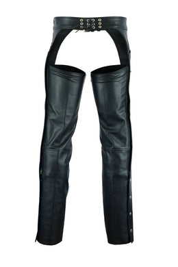 Traza Unisex Black leather motorcycle chaps Chaps & Pants Renegade Classics