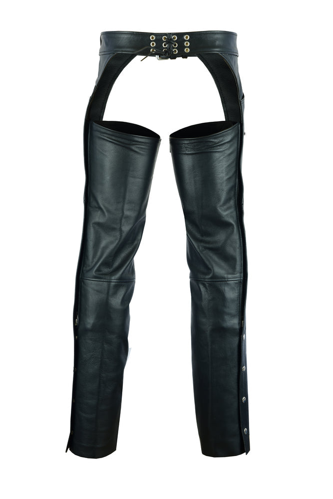 Unisex Black Motorcycle Chaps with Jean Style Pockets