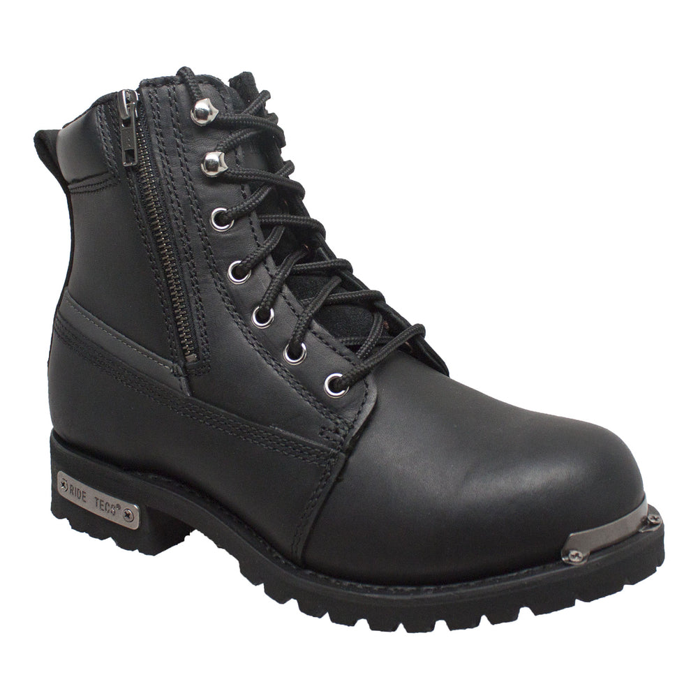 Nitrostep Black 6' Leather Motorcycle Boots Men's Footwear Adtec Footwear