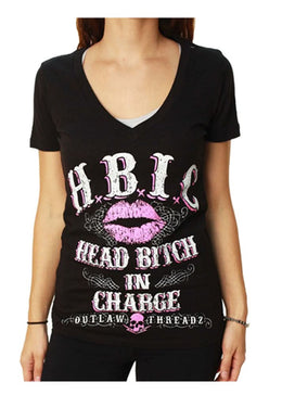 Women's HBIC V-Neck T-Shirt Women's Shirts Outlaw Threadz
