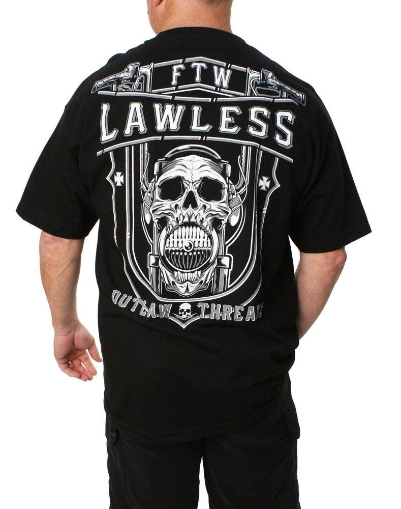 Outlaw Lawless Skull Men's Motorcycle T-Shirt