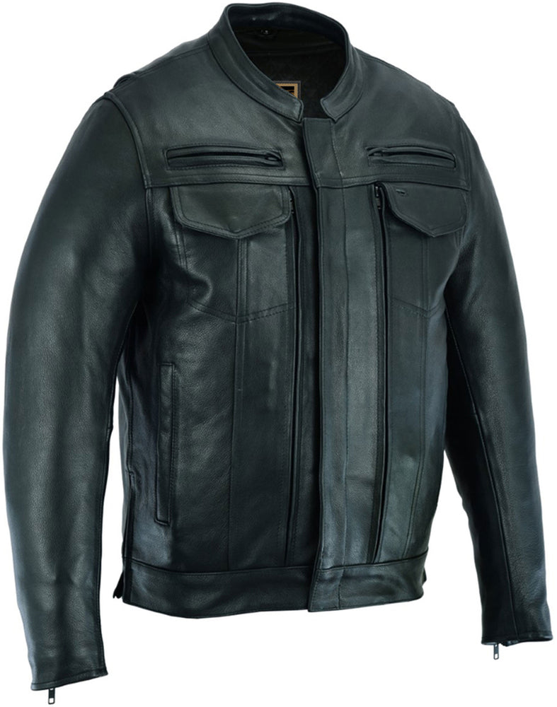 DS Men's Black Utility Style Motorcycle Jacket