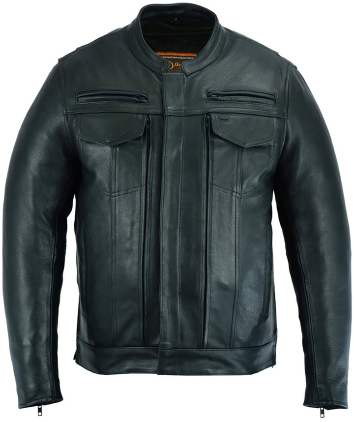 DS Men's Black Utility Style Motorcycle Jacket