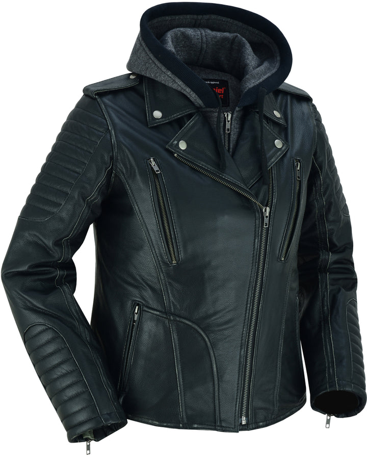 Rush Charm Women's Premium Cowhide Moto Jacket