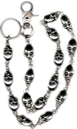 WC7016 31" Wallet Chain Large Skulls Wallet Chains/Key Leash Renegade Classics