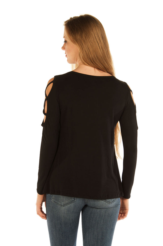 Women's Devilish Raven Cold Shoulder Top