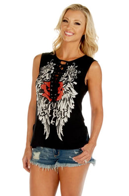 Women's Rock Star Lace-Up Tank Top Women's Shirts Liberty Wear