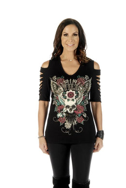 Women's Devilish Cuts Cold Shoulder Top Women's Shirts Liberty Wear