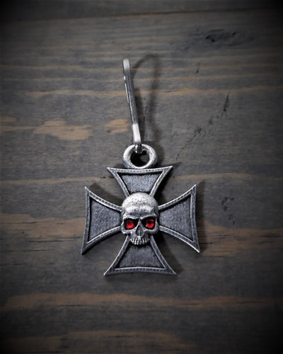 BZP-33 Maltese Cross Skull Diamond Zipper Pull Zipper Pulls Bravo Bells