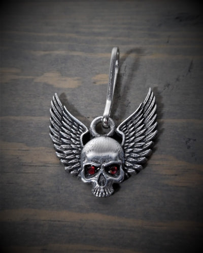 BZP-35 Skull Upwing Diamond Zipper Pull Zipper Pulls Bravo Bells