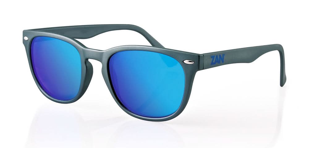 EZNV04 NVS Sunglass, Matte Gunmetal Frame, Smoked Cyan Mirror Lens Sunglasses ZAN Headgear