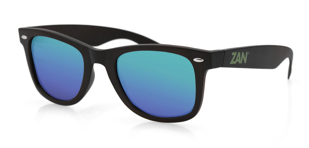 EZWA01 Winna Sunglass, Matte Black, Smoked Green Mirror Lens Sunglasses ZAN Headgear