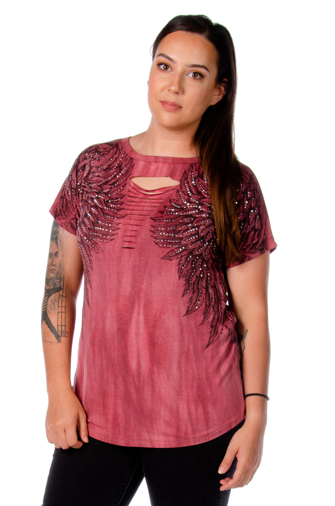 Women's Rise Above Graphic T-Shirt – Mineral Wash Burgundy