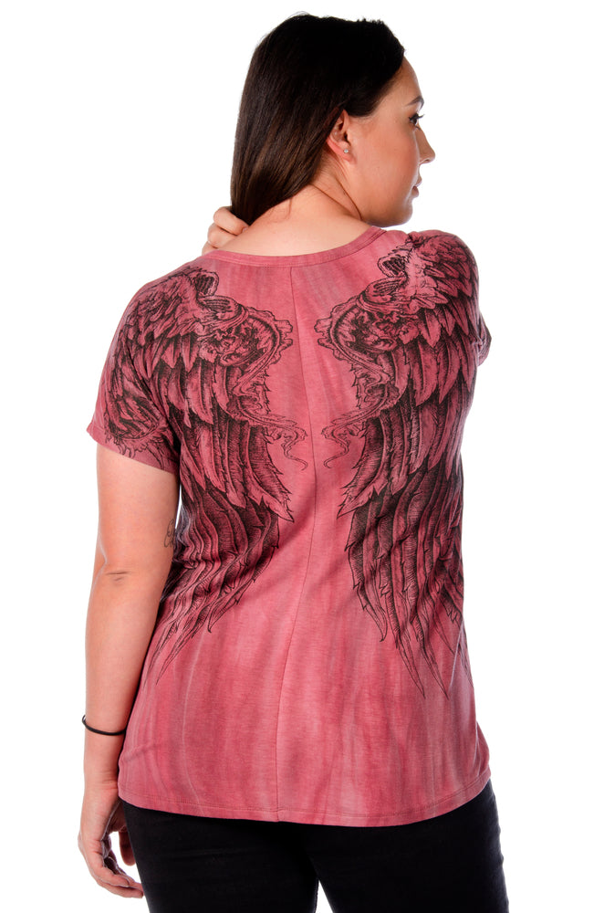 Women's Rise Above Graphic T-Shirt – Mineral Wash Burgundy