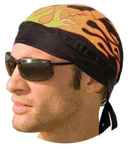 HW2682 Headwrap Black with Flames Headwraps Renegade Classics