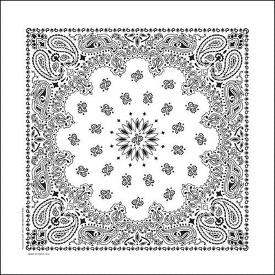 NT4409 Bandana Paisley White Bandanas Carolina Mfg.