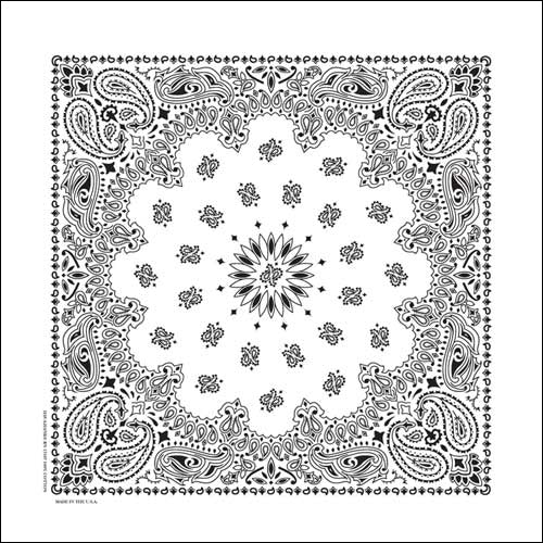 NT4409 Bandana Paisley White Bandanas Carolina Mfg.