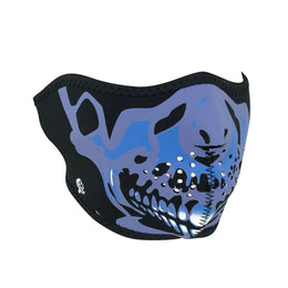 WNFM024H ZAN® Half Mask- Neoprene- Blue Chrome Skull Half Face Masks ZAN Headgear