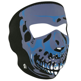WNFM024 ZAN® Full Mask- Neoprene- Blue Chrome Skull Full Face Masks ZAN Headgear