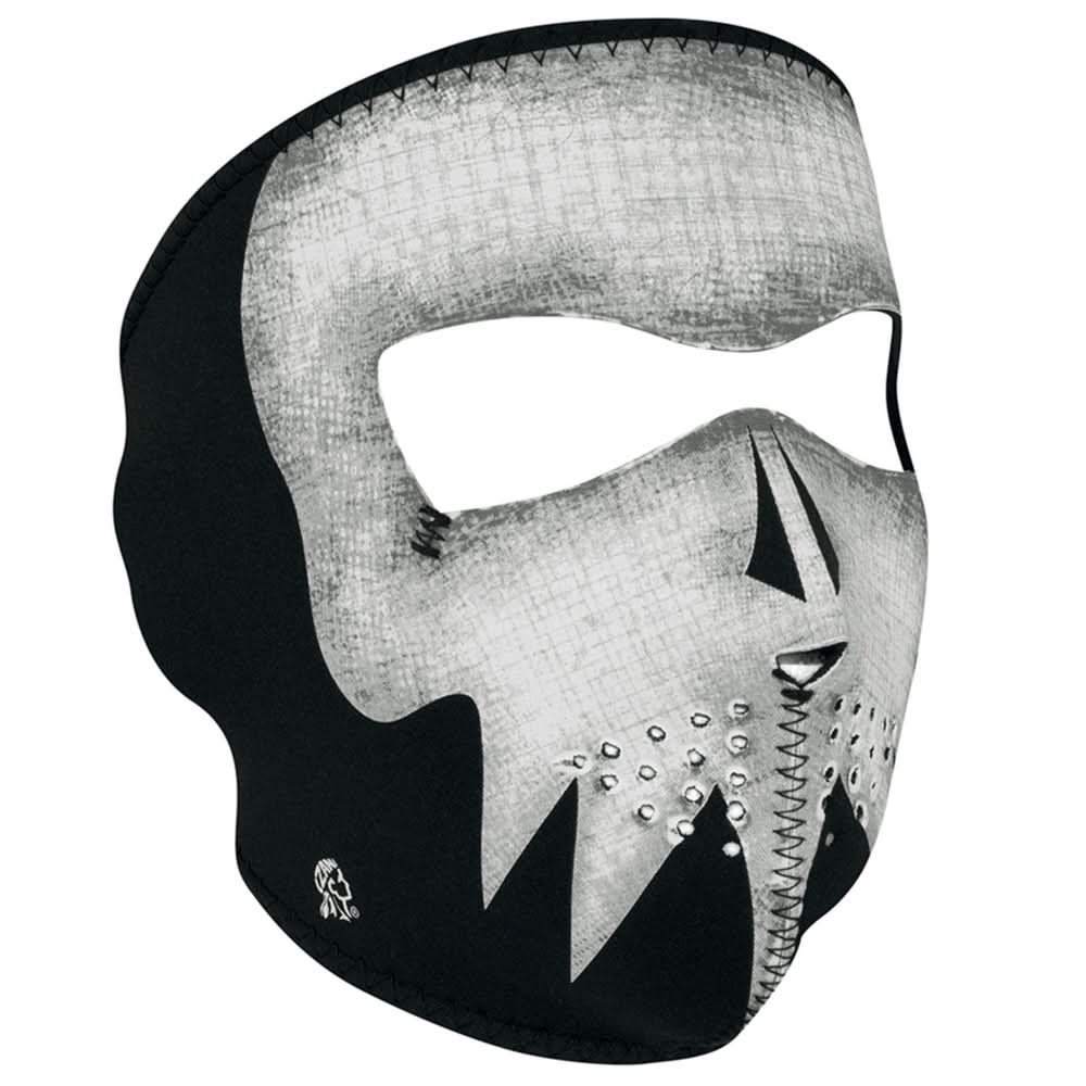 WNFM081G ZAN® Full Mask- Neoprene- Gray Skull, Glow in the Dark Full Face Masks ZAN Headgear