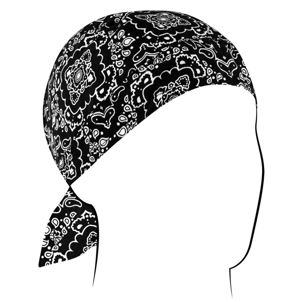 Z101 Flydanna®, Cotton, Black Paisley Headwraps ZAN Headgear