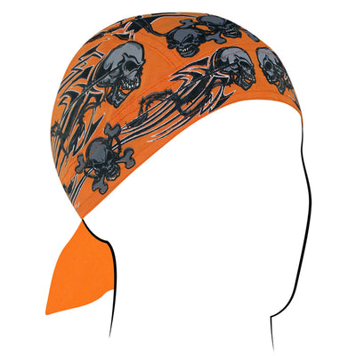 Z669 Flydanna®, Cotton, Orange Tribal Skull Headwraps ZAN Headgear