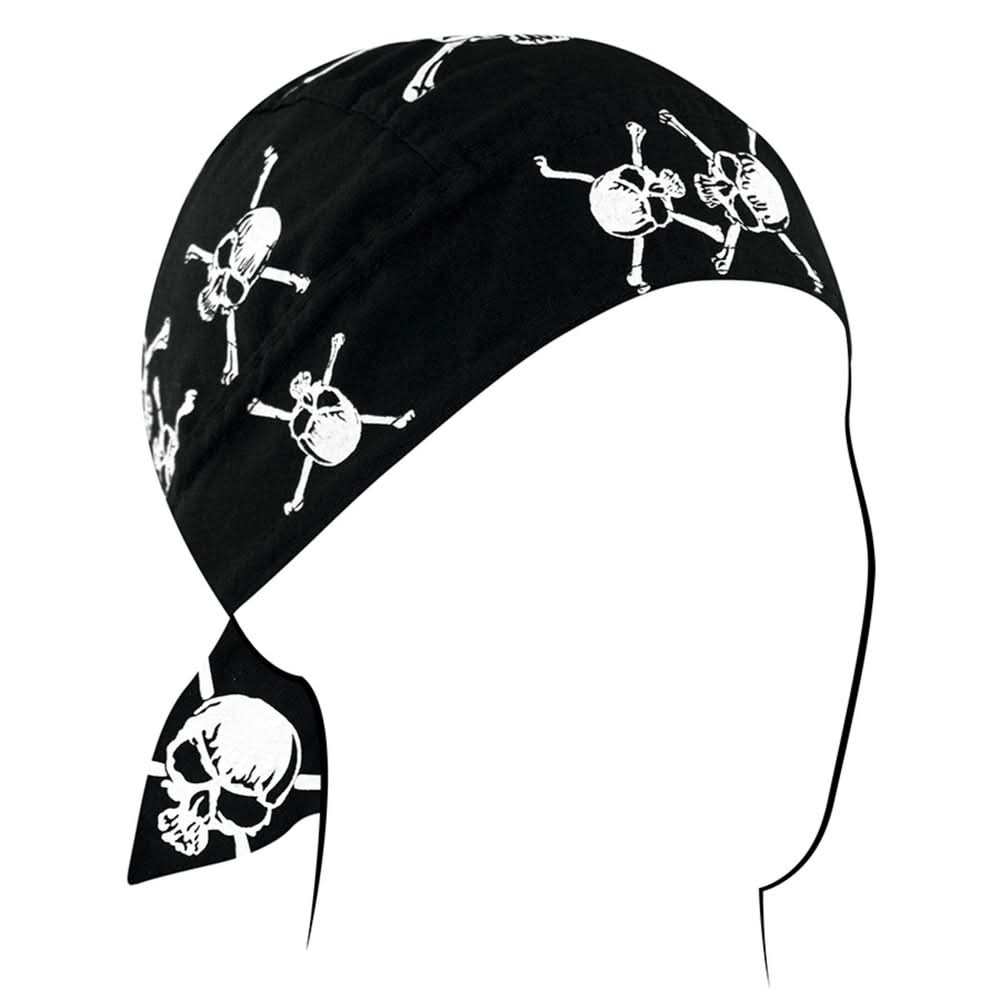 Z113C Flydanna®, Cotton, White Skull and Crossbones Headwraps ZAN Headgear
