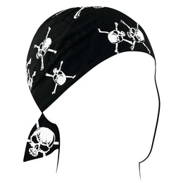 Z113C Flydanna®, Cotton, White Skull and Crossbones Headwraps ZAN Headgear