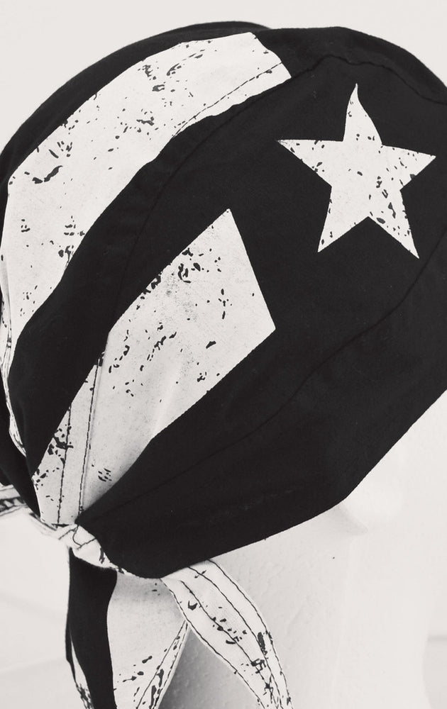 Z903 Flydanna®, Cotton, Black & White Vintage American Flag Headwraps ZAN Headgear