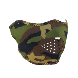 WNFM118H ZAN® Half Mask- Neoprene- Woodland Camo Half Face Masks ZAN Headgear