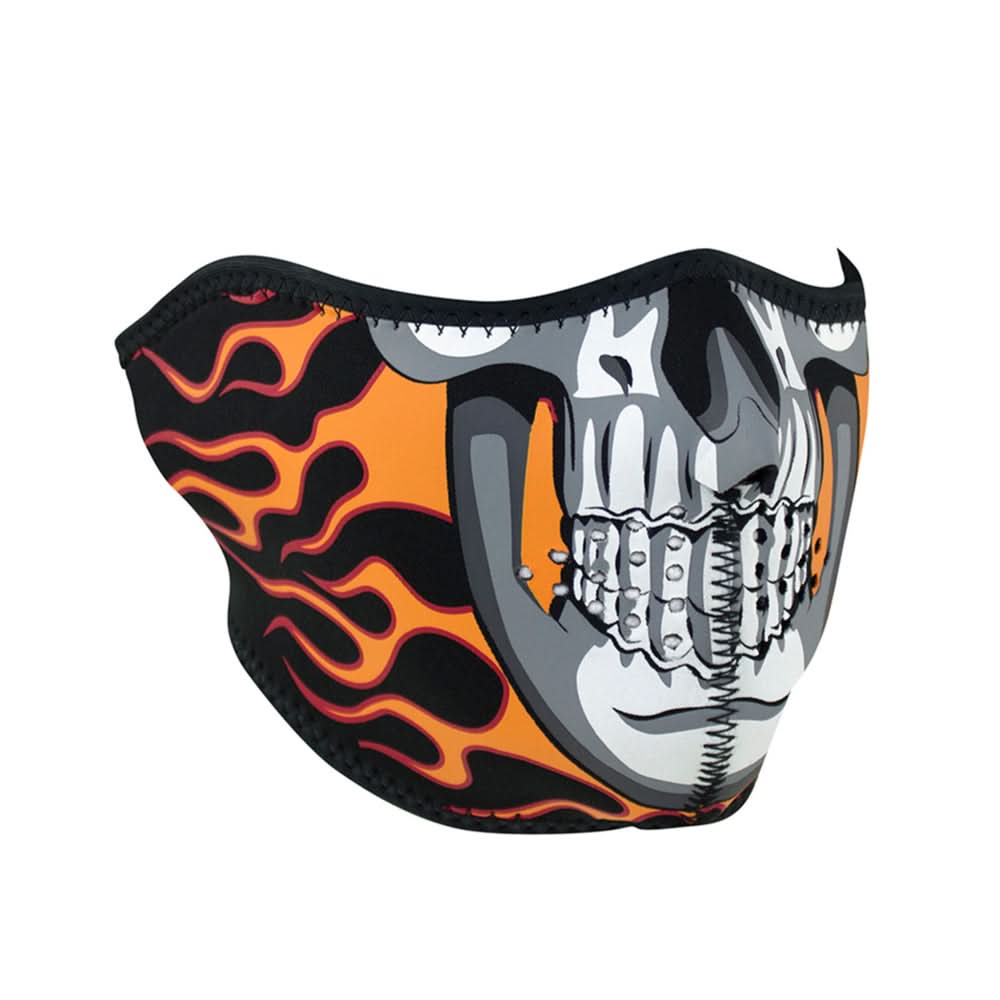 WNFM061H ZAN® Half Mask- Neoprene- Burning Skull Half Face Masks ZAN Headgear