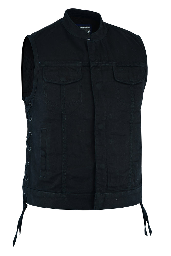 Dark Blossom Black womens denim vest