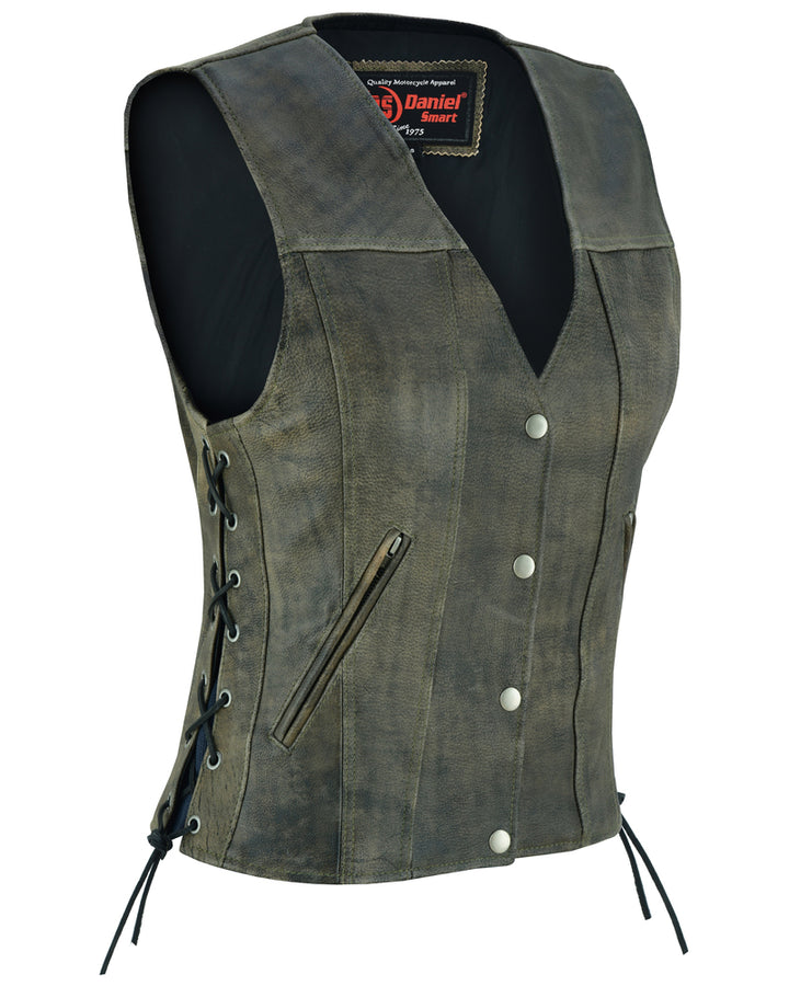 Fury Queem Women's Antique Brown  leather vest