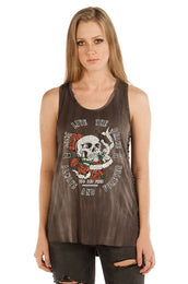 7509CHAR Long Live The Brave Skull and Roses