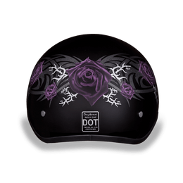 DOT Approved Daytona Skull Cap Motorcycle Half Face Helmet – Purple Rose Helmets Daytona Helmets