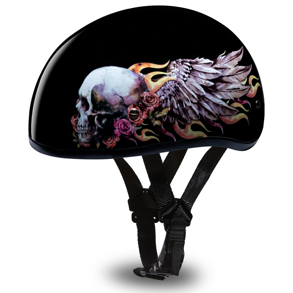 D6-SKW D.O.T. DAYTONA SKULL CAP - W/ SKULL WINGS Helmets Daytona Helmets