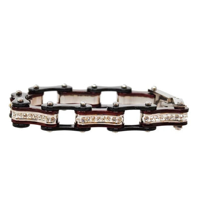 VJ1106 Two Tone Black/Candy Red W/White Crystal Centers Bracelets Renegade Classics