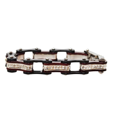 VJ1106 Two Tone Black/Candy Red W/White Crystal Centers Bracelets Renegade Classics