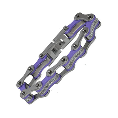 VJ1108 Two Tone Silver/Purple W/White Crystal Centers Bracelets Renegade Classics