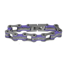 VJ1108 Two Tone Silver/Purple W/White Crystal Centers Bracelets Renegade Classics