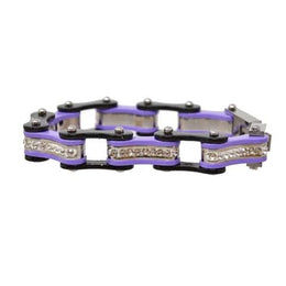 VJ1109 Two Tone Black/Purple W/White Crystal Centers Bracelets Renegade Classics