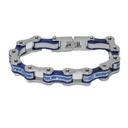VJ1110 Two Tone Silver/Candy Blue W/Blue Crystal Centers Bracelets Renegade Classics