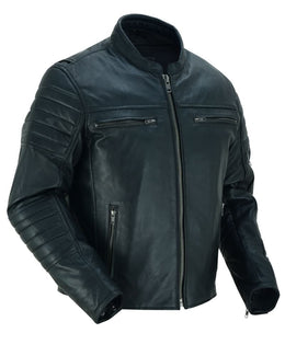 Roamer Men's Leather Scooter Jacket - Black Men's Leather Jackets Renegade Classics