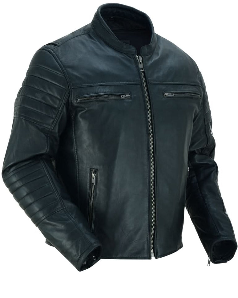 Roamer Men's Leather Scooter Jacket - Black Men's Leather Jackets Renegade Classics