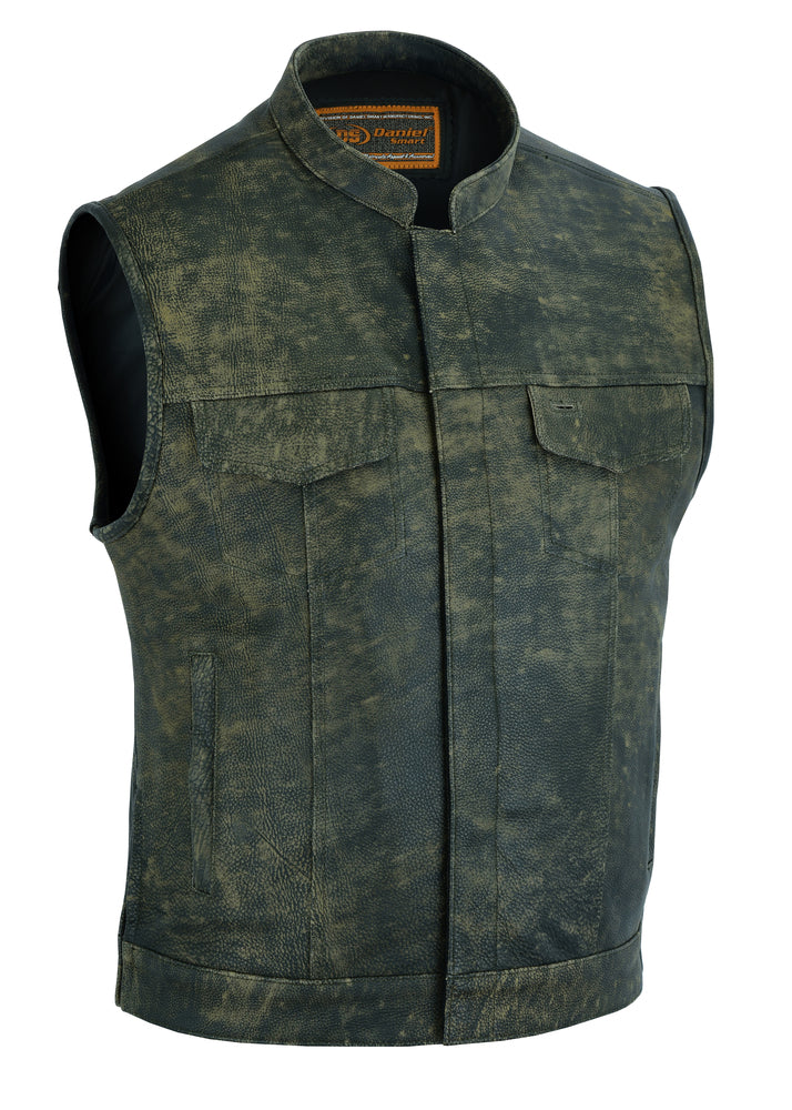 Burnt Men's Antique Brown Leather Motorcycle Vest