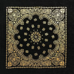 BD2520 Black Gold Metalic Paisley Bandanas Carolina Mfg.