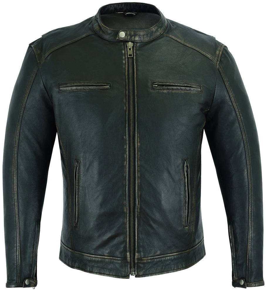 DS Men's Cruiser Jacket in Lightweight Drum Dyed Distressed Naked - Olive