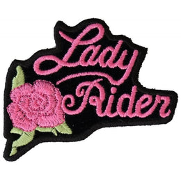 P2526PINK Pink Lady Rider Rose Biker Patch Patches The Cheap Place